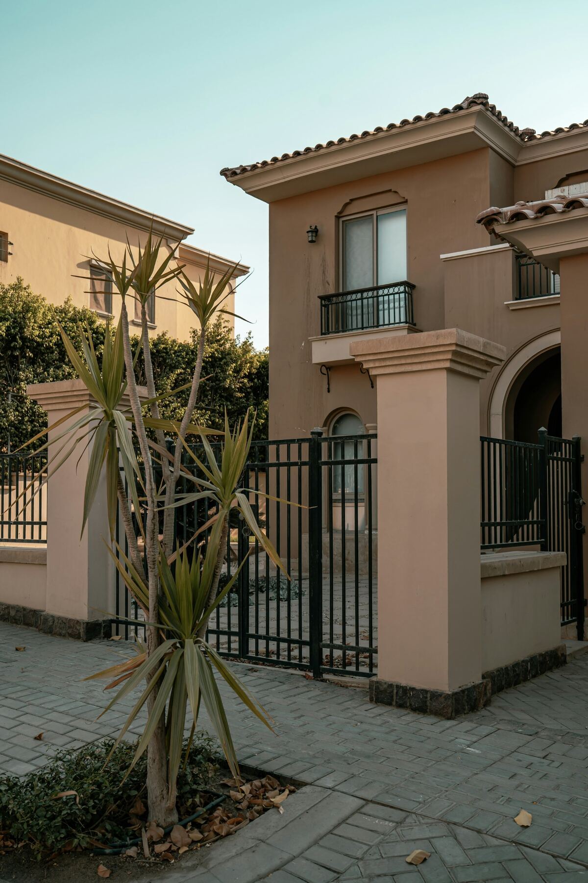 Steel gates and fencing at a villa entrance